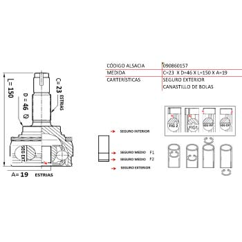 HOMOCINETICA CHEVROLET SPARK 800 04-09/1.0 06-16/DAEWOO MATIZ 23*19*46 (OP-011) UB29A1