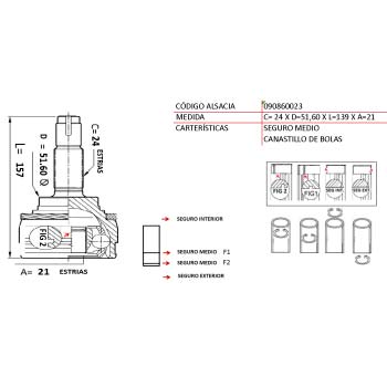 HOMOCINETICA KIA RIO-RIO II 1.3 00-06/AVELLA II 1.3 98-01 24*21*52 TW UB29B4-C4