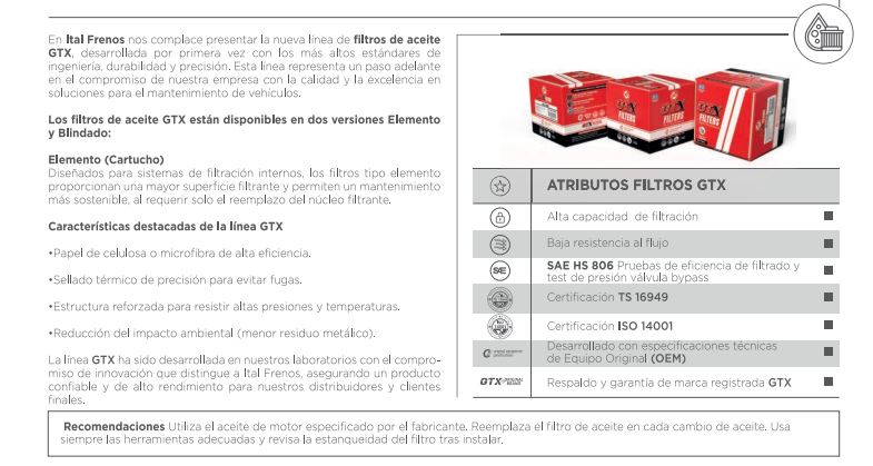 FILTRO ACEITE FORD RANGER 3.2/MAZDA BT-50 2.2-3.2 13-16 HU7002Z GTX