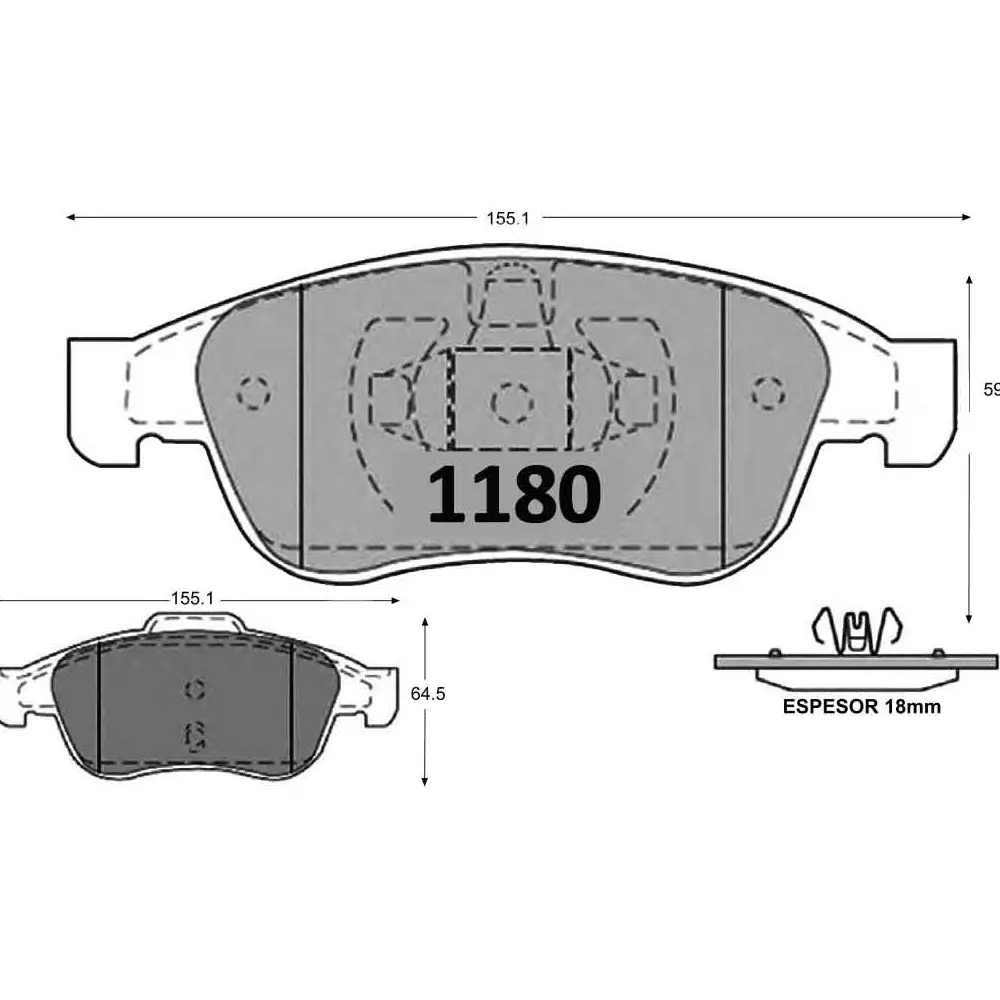 PASTILLA FRENO RENAULT CAPTUR 1.5 15-18/DUSTER 09-18/FLUENCE 09-18 155.1MM ITAL-BRAKE GTX