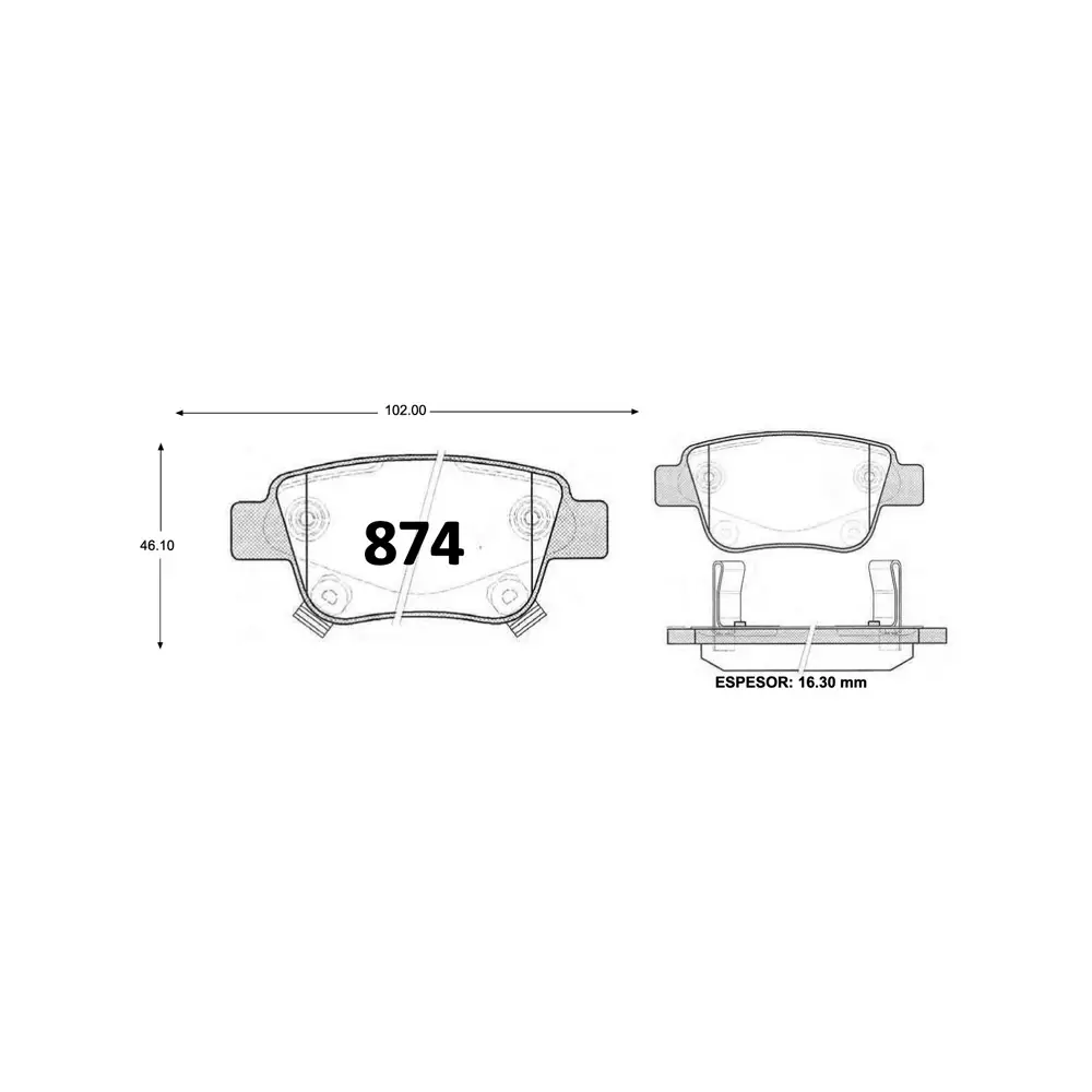 PASTILLA FRENO TOYOTA AVENSIS 2.0 03-15 102MM TRASERAS GTX