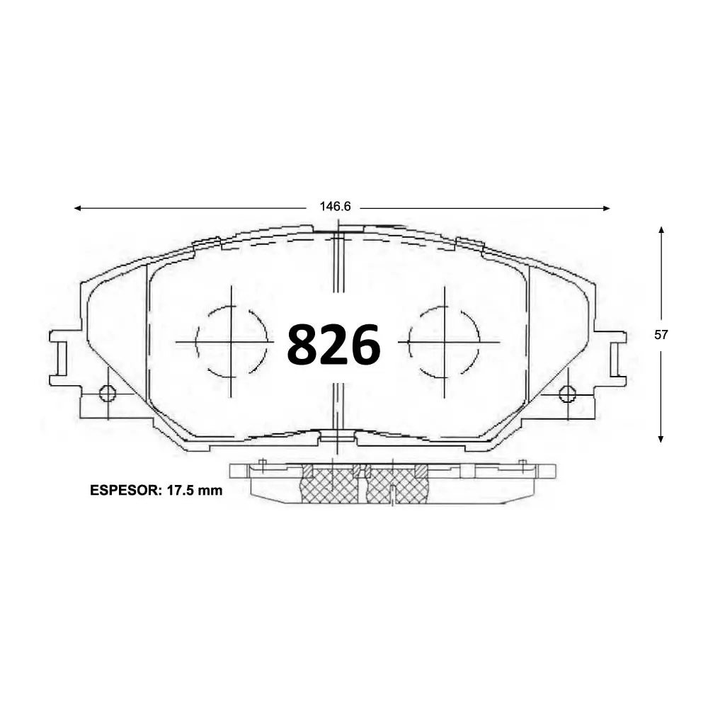 PASTILLA FRENO TOYOTA COROLLA 1.8 08-11/RAV4 2.0 06-19 146.4*56.8*17.5 GTX 