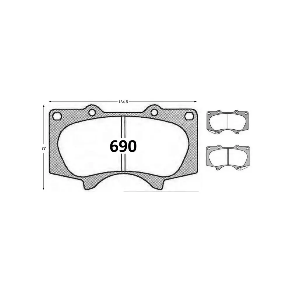 PASTILLA FRENO TOYOTA HILUX 3.0 10-15/HILUX 16-19/JAC T6-T8  134.5MM ITAL-BRAKE GTX