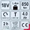 LLAVE IMPACTO INALAMBRICO 1/2PULG 18V 850 NM 2X2AH YATO UB00