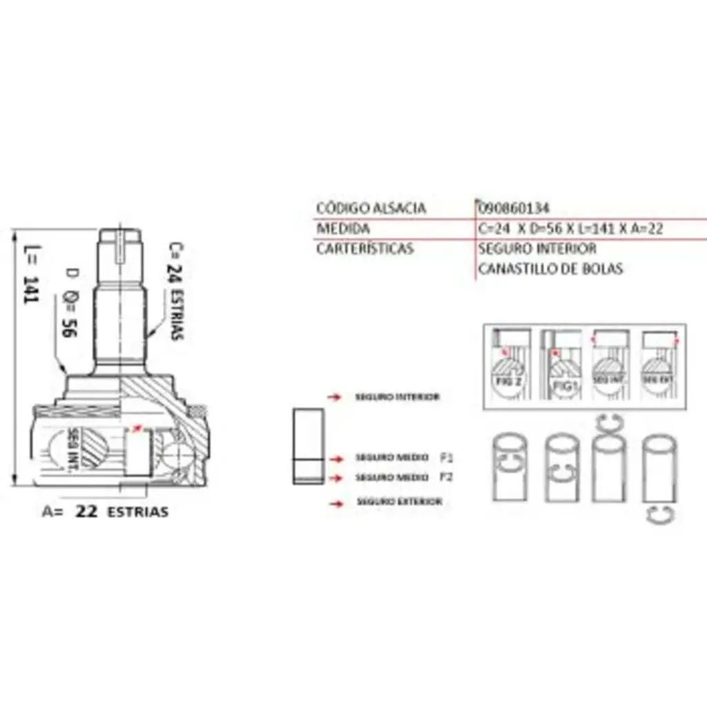 HOMOCINETICA TOYOTA YARIS SPORT 1.3 99-05 24*22*56 UB29C2