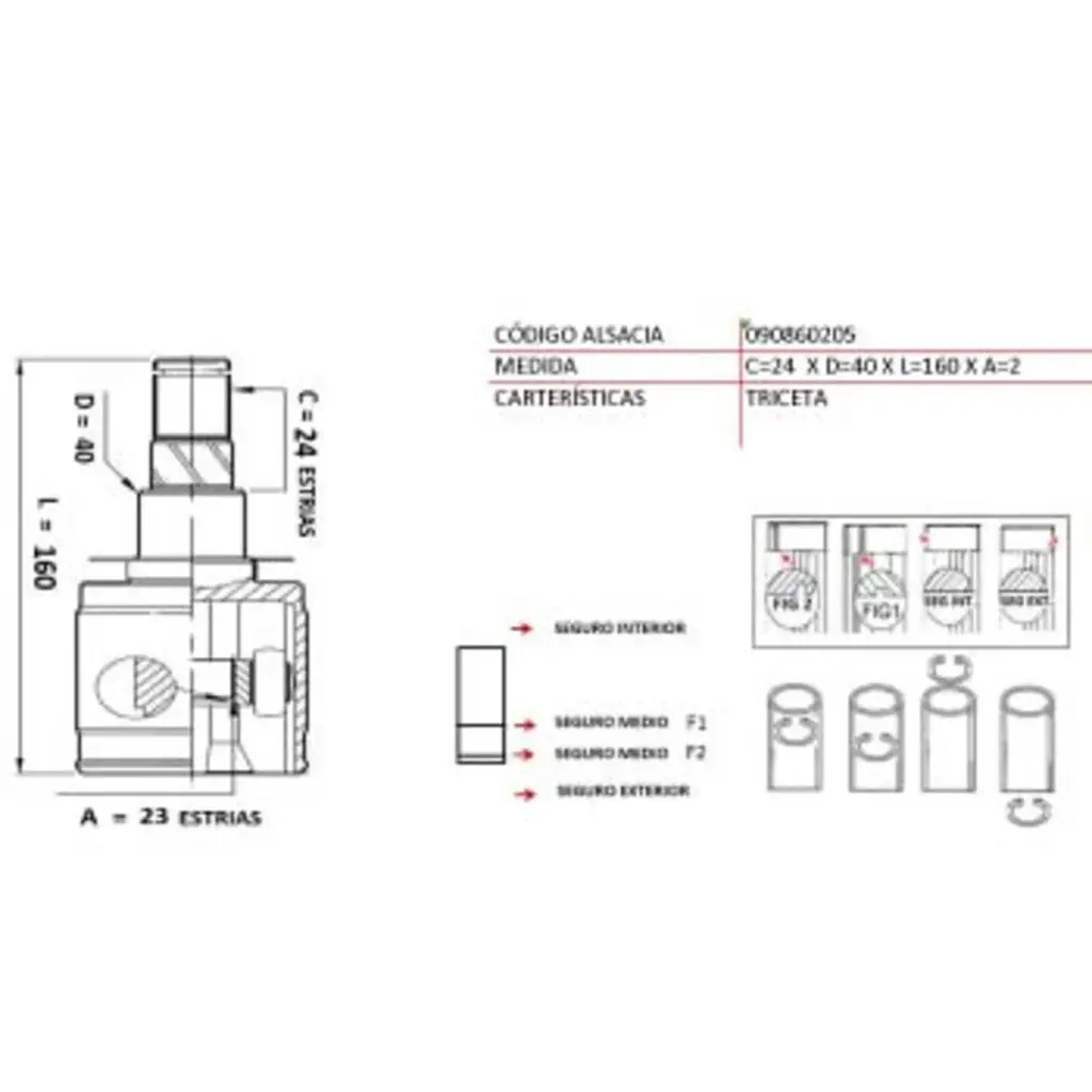 HOMOCINETICA NISSAN V16/SENTRA II 00-04 LADO CAJA INTERIOR N2 24*23*40 TW UB29A5