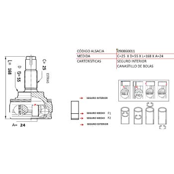 HOMOCINETICA NISSAN V16 MEXICANO 25*24*55 LADO RUEDA EXTERIOR TW UB29A1