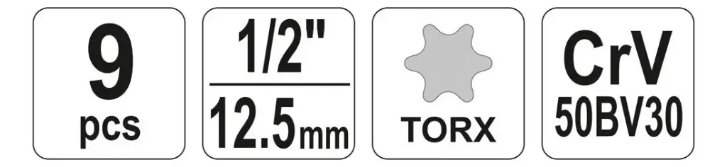 SET DADOS TORX HEMBRA 1/2 9PCS YATO