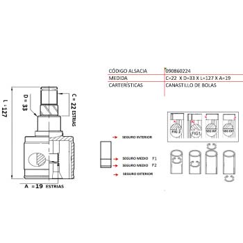HOMOCINETICA SUZUKI BALENO 1.3 96-03 | IGNIS 01-06 22*19*35 LADO CAJA INTERIOR IZQUIERDO  TW UB29A2