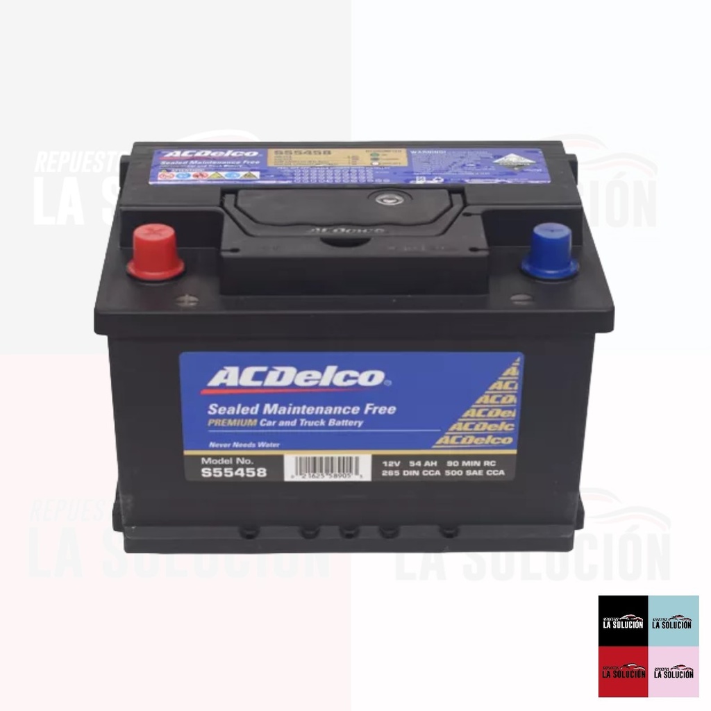 BATERIA 55 AMPERES ACDELCO 500CCA POSITIVO IZQUIERDO (S55458) UB00