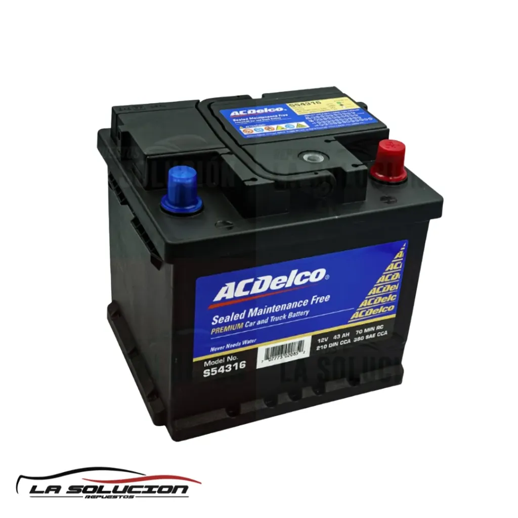 BATERIA 45 AMPERES | 44 AMPERES ACDELCO S54316 (380CCA) OJO CHICA TIPO 55 POSITIVO DERECHO