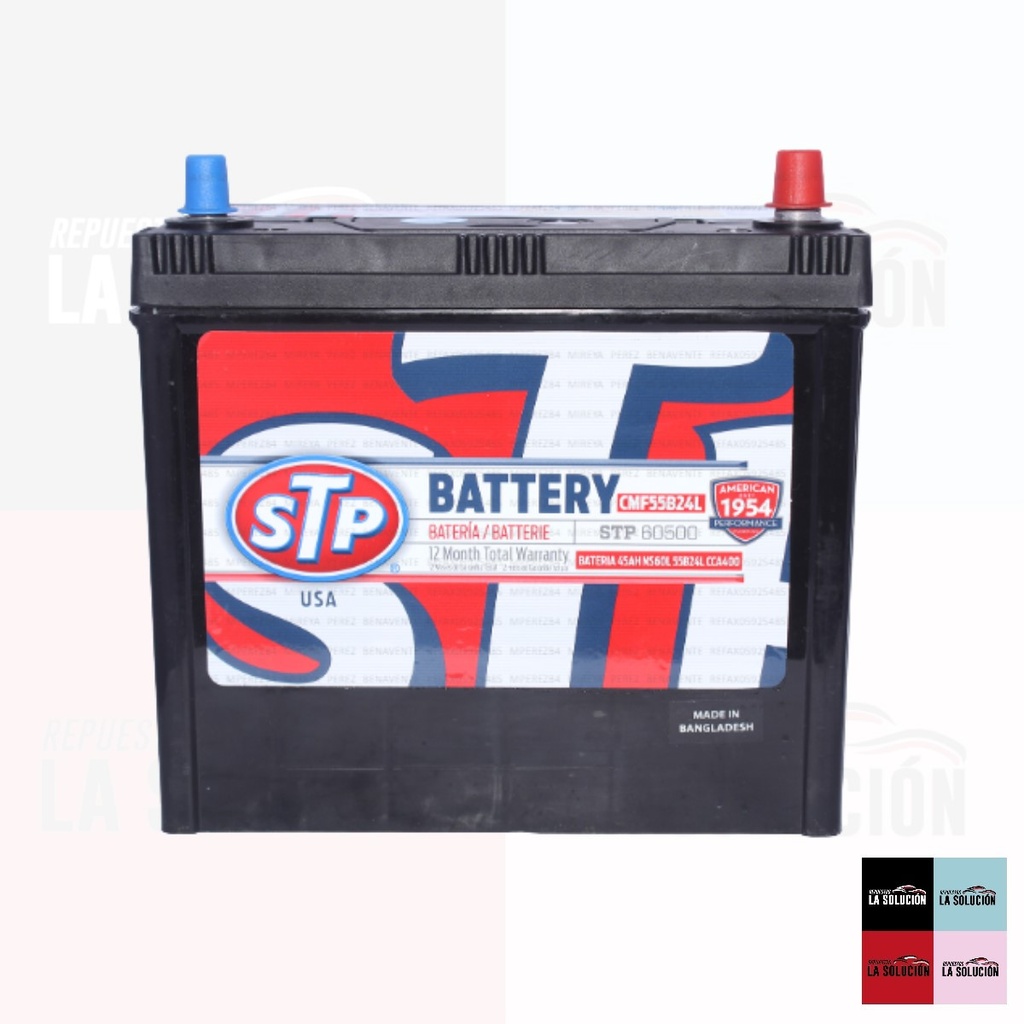 BATERIA 45 AMPERES STP POSITIVO DERECHO DELGADO