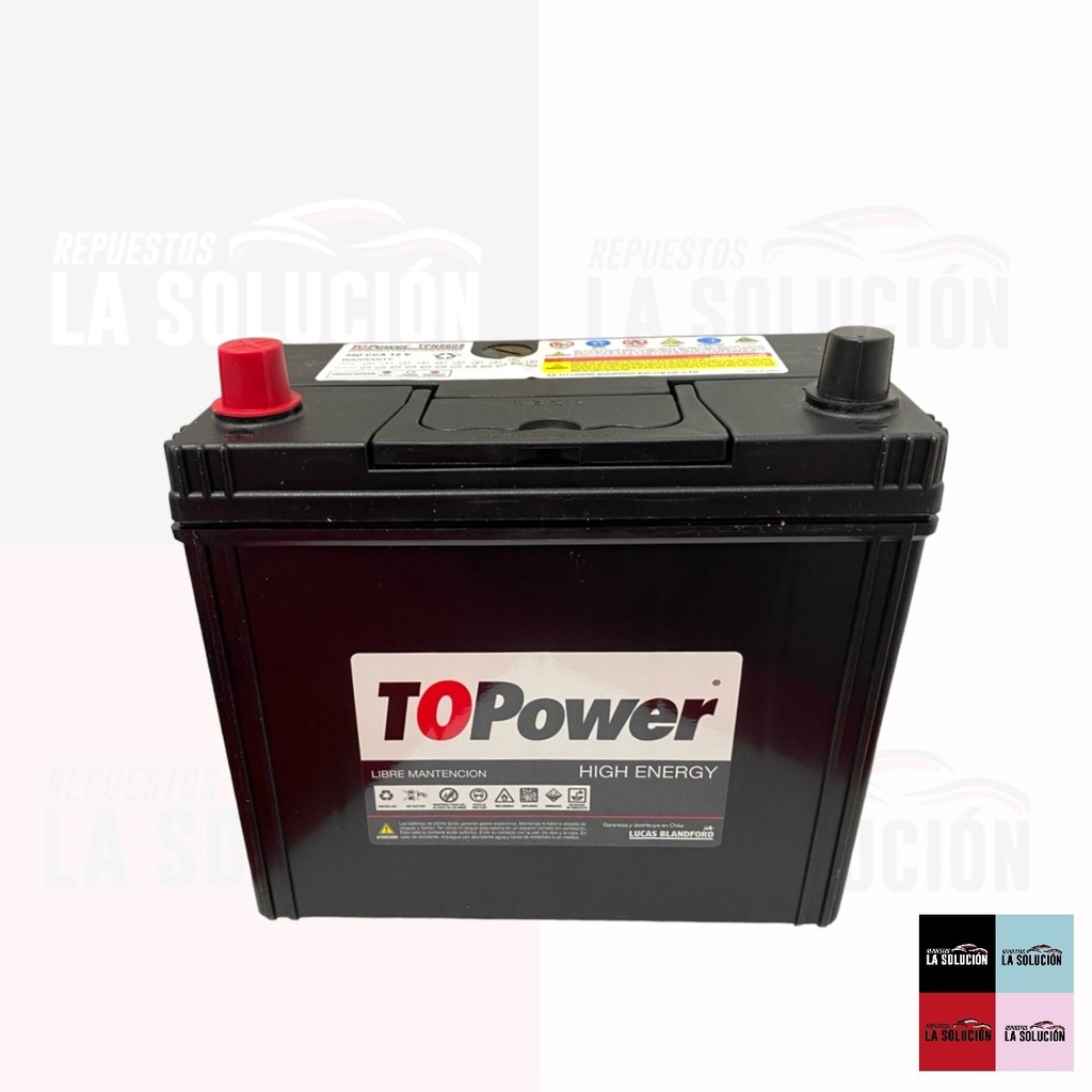 BATERIA 45 AMPERES B/GRUESO POSITIVO IZQUIERDO  TOPOWER- 2 STP 390 CCA