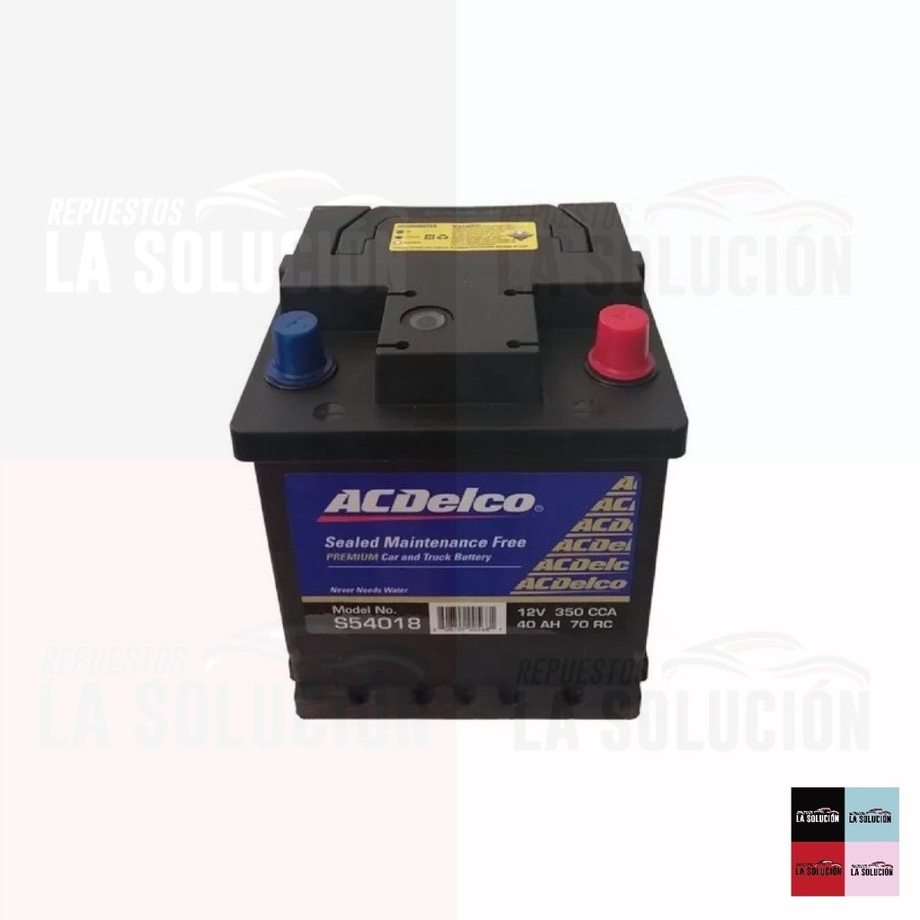 BATERIA 40 AMPERES 350 CCA AC DELCO S54018 SMF DERECHO (PRISMA)