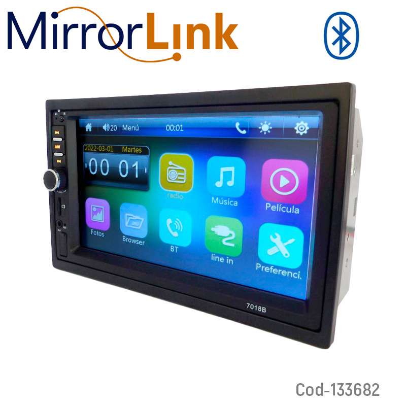 RADIO C/PANTALLA 7PULG TOUCH C/BISEL Y MANDO AL VOLANTE C/BLUETOOT UB00
