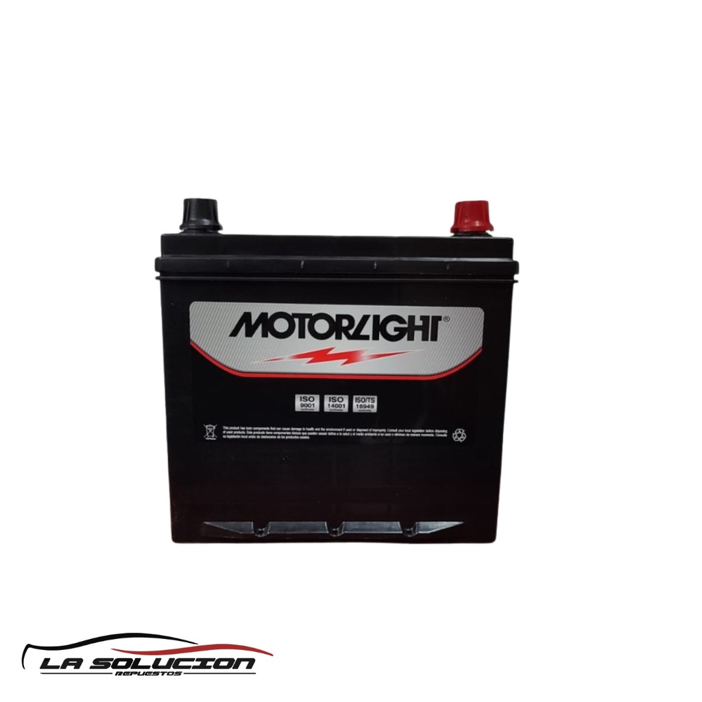 BATERIA 60 AMPERES MOTORLIGHT 600 CCA POSITIVO DERECHO  55D23L