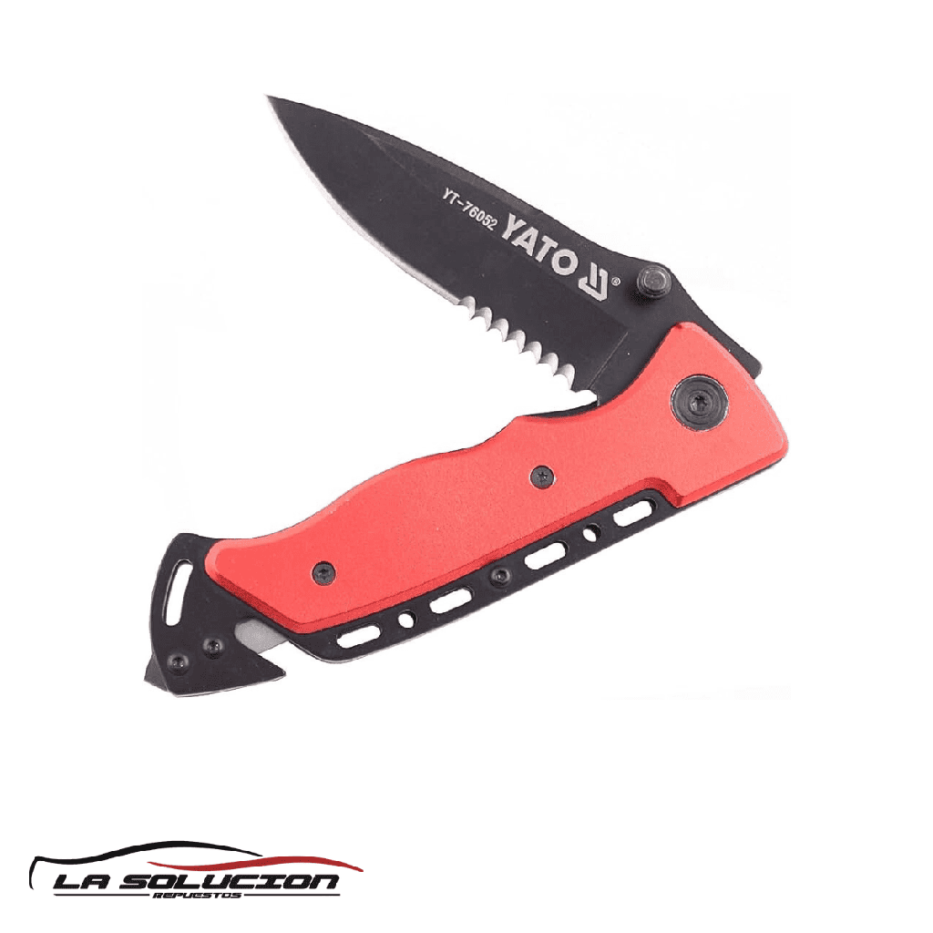 CUCHILLO ROJO-NEGRO PLEGABLE MULTIFUNCIONAL YATO