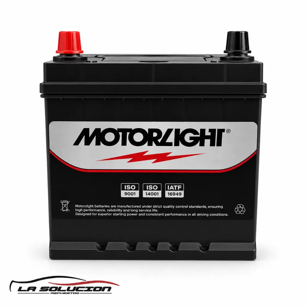 [22977] BATERIA 35 AMPERES MOTORLIGHT 320 CCA POSITIVO IZQUIERDO BI-BORN CON PESTAÑA 