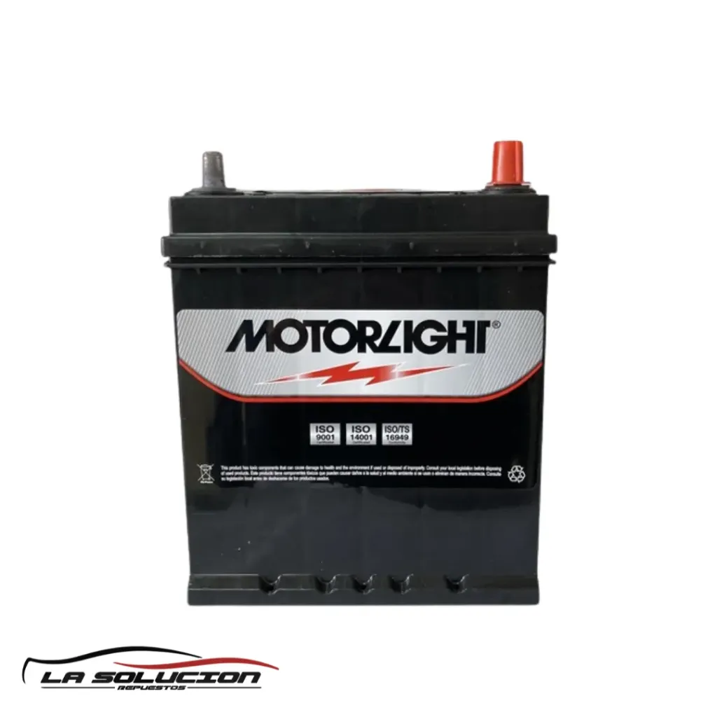 [22293] BATERIA 35 AMPERES MOTORLIGHT 320 CCA POSITIVO DERECHO BI-BORN CON PESTAÑA 