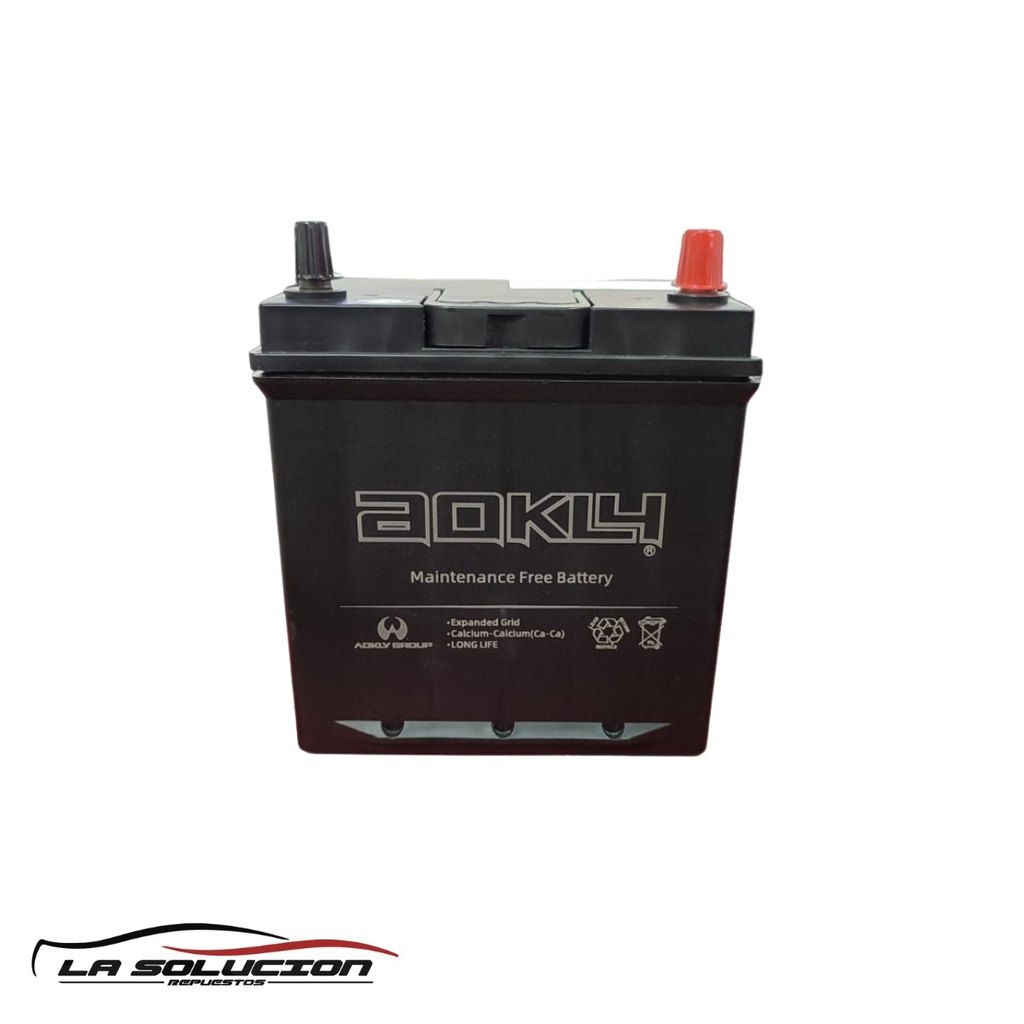 BATERIA 35 AMPERES AOKLY 410 CCA C/PESTAÑA POSITIVO DERECHO (NS40ZL)