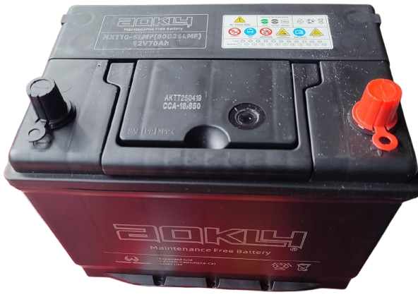 BATERIA 70 AMPERES AOKLY CCA 650 POSITIVO DERECHO C/PESTAÑA (80D26L) (VENDER IGUAL COMO 80 AMPERES)