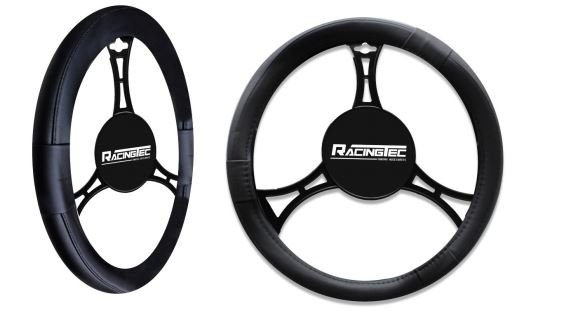 [23938] CUBRE VOLANTE CUERO NEGRO / NEGRO TALLA M