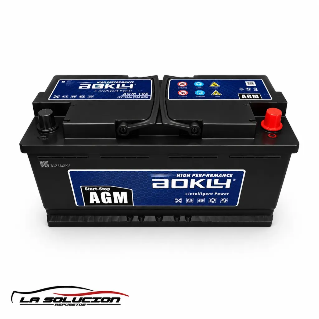 [25021] BATERIA 105 AMPERES AOKLY 890 CCA POSITIVO DERECHO CON PESTAÑA (AGM L6)