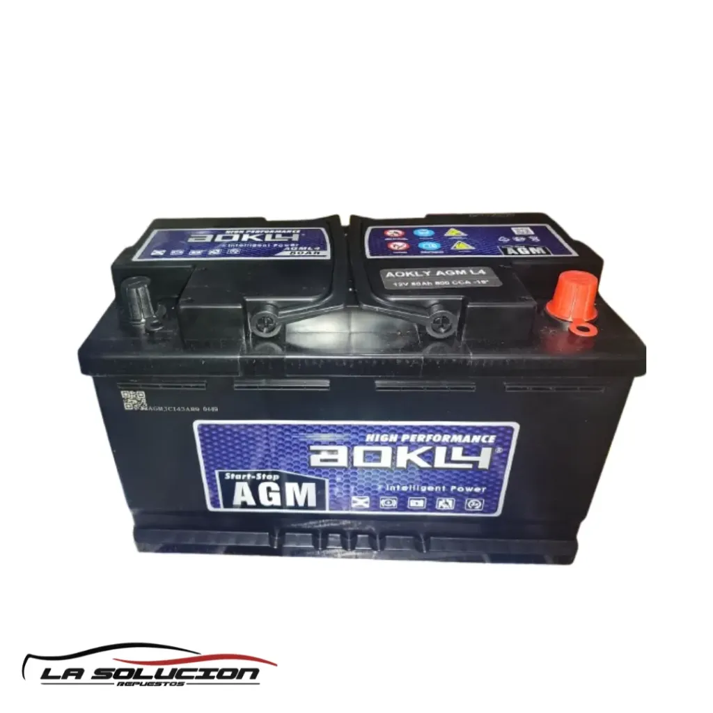 [25022] BATERIA 80 AMPERES AOKLY 800 CCA POSITIVO DERECHO CON PESTAÑA (AGM L4)