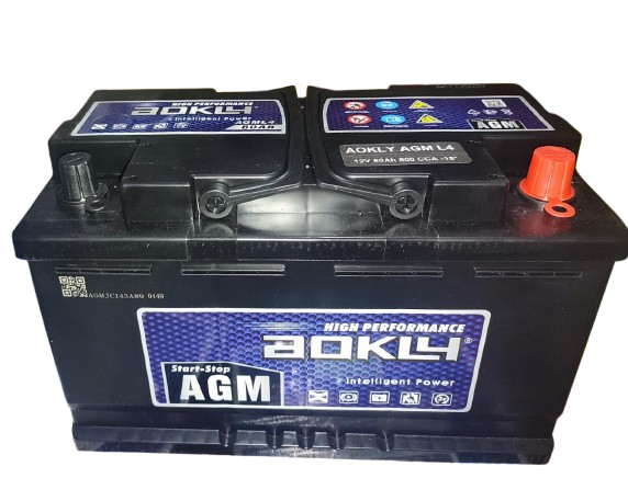 [25022] BATERIA 80 AMPERES AOKLY 800 CCA POSITIVO DERECHO CON PESTAÑA (AGM L4)