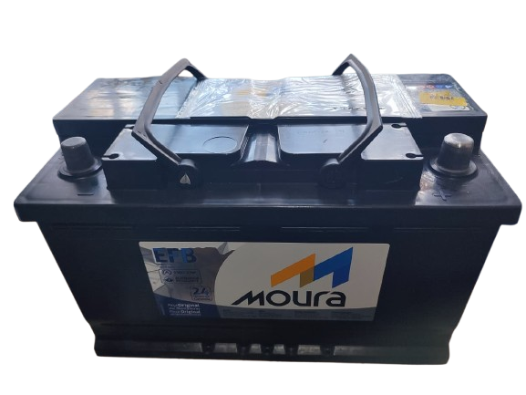 BATERIA 80 AMPERES MOURA 730 CCA POSITIVO DERECHO C/PESTAÑA EFB-MF-80 CD