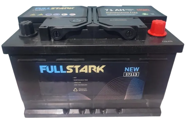 BATERIA 70 AMPERES FULLSTARK 620 CCA POSITIVO DERECHO CON PESTAÑA S57113/S56638 (71 AMPERES)