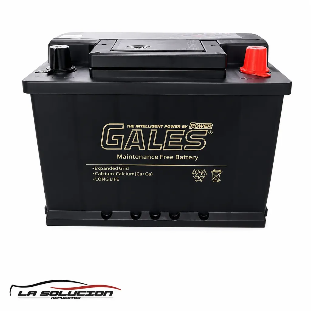 BATERIA 60 AMPERES GALES CCA 500 POSITIVO DERECHO BORNE BAJO RELIEVE C/PESTAÑA (56044)