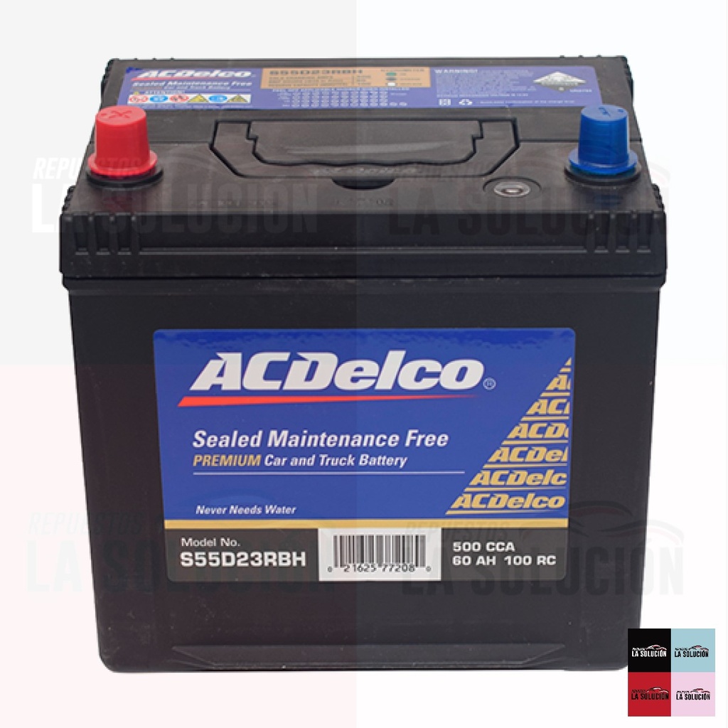 BATERIA 60 AMPERES 55D23RBH-55D23RAMF ACDELCO POSITVO IZQUIERDO