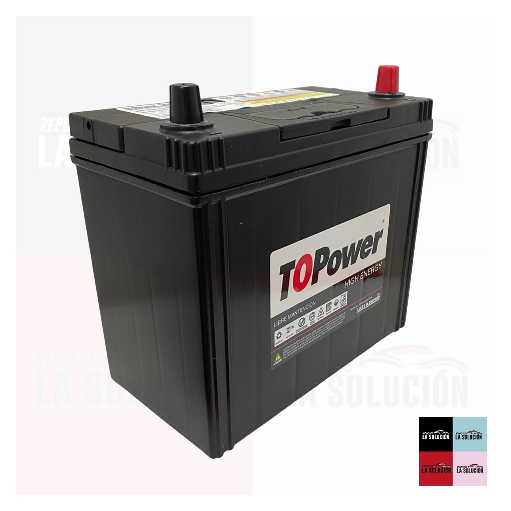 BATERIA 45 AMPERES TOPOWER POSITIVO DERECHO  DELGADO (1 LUCAS PREMIUM)