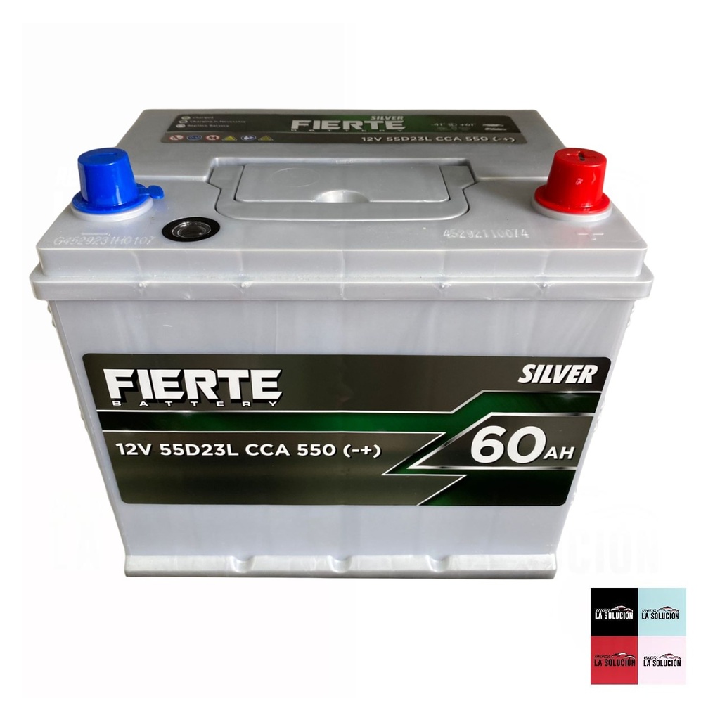 BATERIA 60 AMPERES 55D23L FIERTE SILVER 550 CCA POSITIVO DERECHO