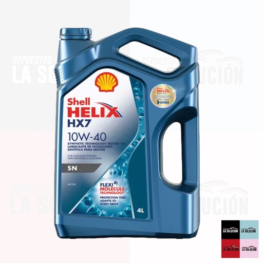 [8608] ACEITE SHELL 10W40 4L HELIX HX7 AZUL USA (ENEX) SOLO BENCINA