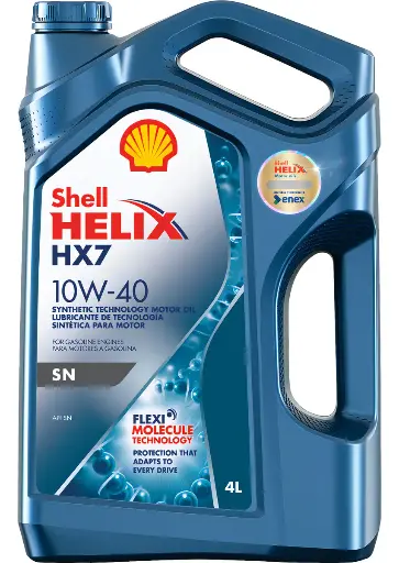 [8608] ACEITE SHELL 10W40 4L HELIX HX7 AZUL USA (ENEX) SOLO BENCINA