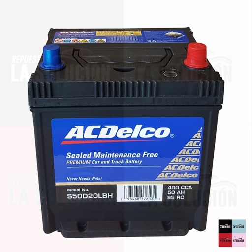 [8913] BATERIA 50 AMPERES AC DELCO S50D20LBH POSITIVO DERECHO AUTOS KIA VARIOS