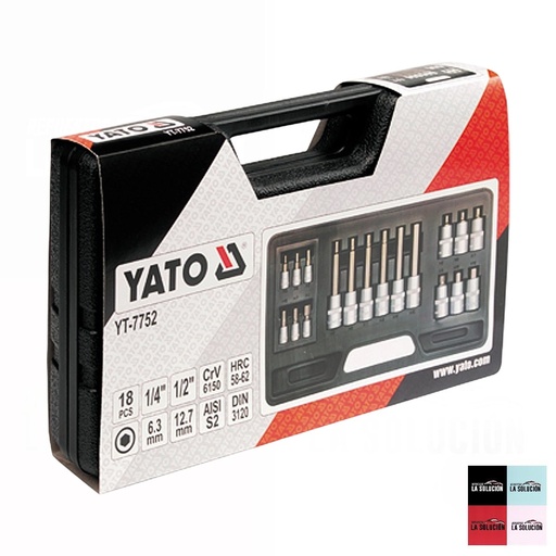 [13137] SET DADOS LLAVE ALLEN 1/2PULG Y 1/4 PULGADAS 18 PIEZAS YATO