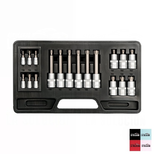 [13138] SET DADOS TORX 1/2 PULG Y 1/4 PULG 18PCS YATO