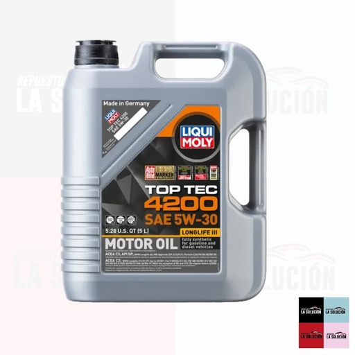 [16933] ACEITE LIQUI MOLY 5W30 5LT TOP TEC 4200 SN C3 DPF UB00