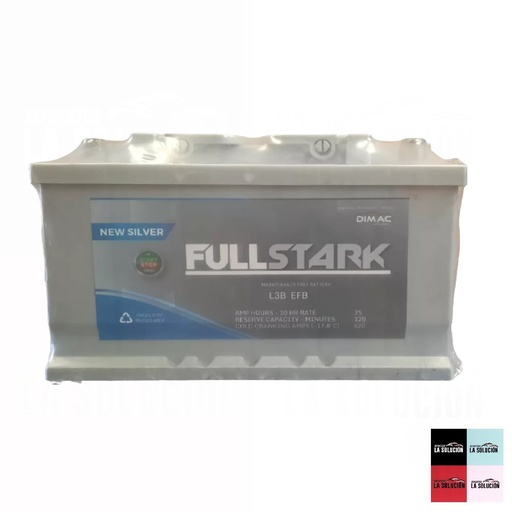 [17395] BATERIA 75 AMPERES FULLSTARK  DERECHO  620CCA L3B EFB (STAR STOP) S57220