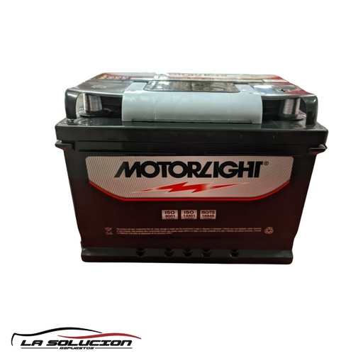 [20410] BATERIA 60 AMPERES MOTORLIGHT 645 CCA POSITIVO DERECHO C/PESTAÑA BAJO RELIEVE  TIPO 55 (269) ( MFR60D )