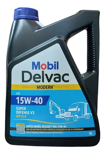 [21672] ACEITE MOBIL 15W40 DELVAC MODERN SEMI-SINTETICO DIESEL-BENCINA DPF 4LT
