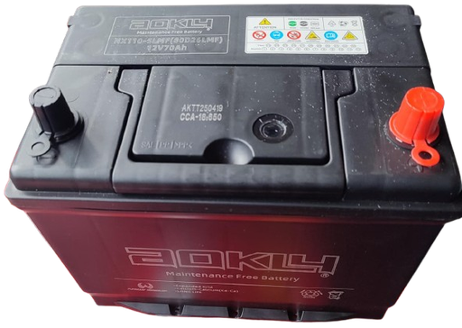 [23677] BATERIA 70 AMPERES AOKLY CCA 650 POSITIVO DERECHO C/PESTAÑA (80D26L) (VENDER IGUAL COMO 80 AMPERES)