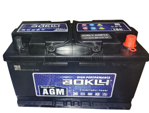 [25022] BATERIA 80 AMPERES AOKLY 800 CCA POSITIVO DERECHO CON PESTAÑA (AGM L4)