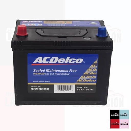 [2874] BATERIA 55 AMPERES AC DELCO S85B60R POSITIVO IZQUIERDO 550CCA COLORADO